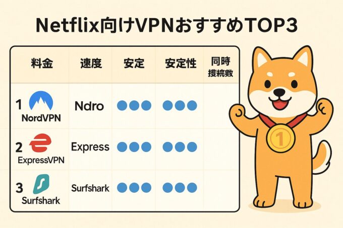 Netflix向けVPNおすすめTOP3