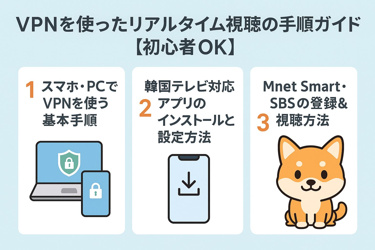 VPNを使ったリアルタイム視聴の手順ガイド【初心者OK】の図解