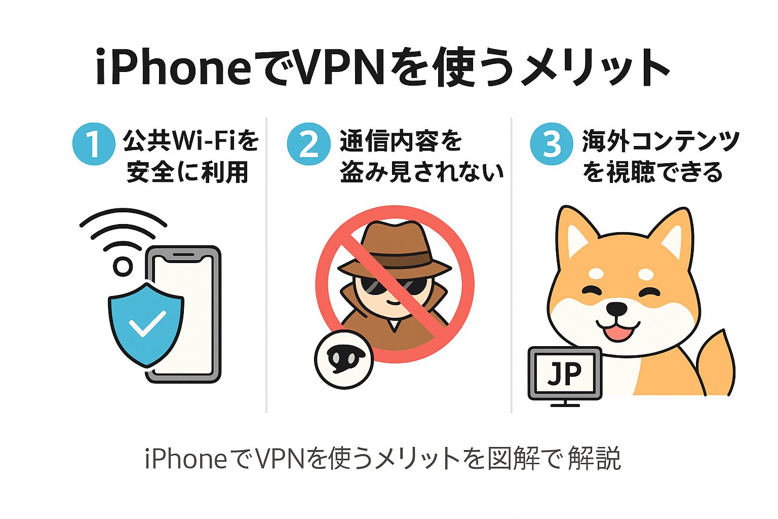 iPhoneでVPNを使うメリットの図解