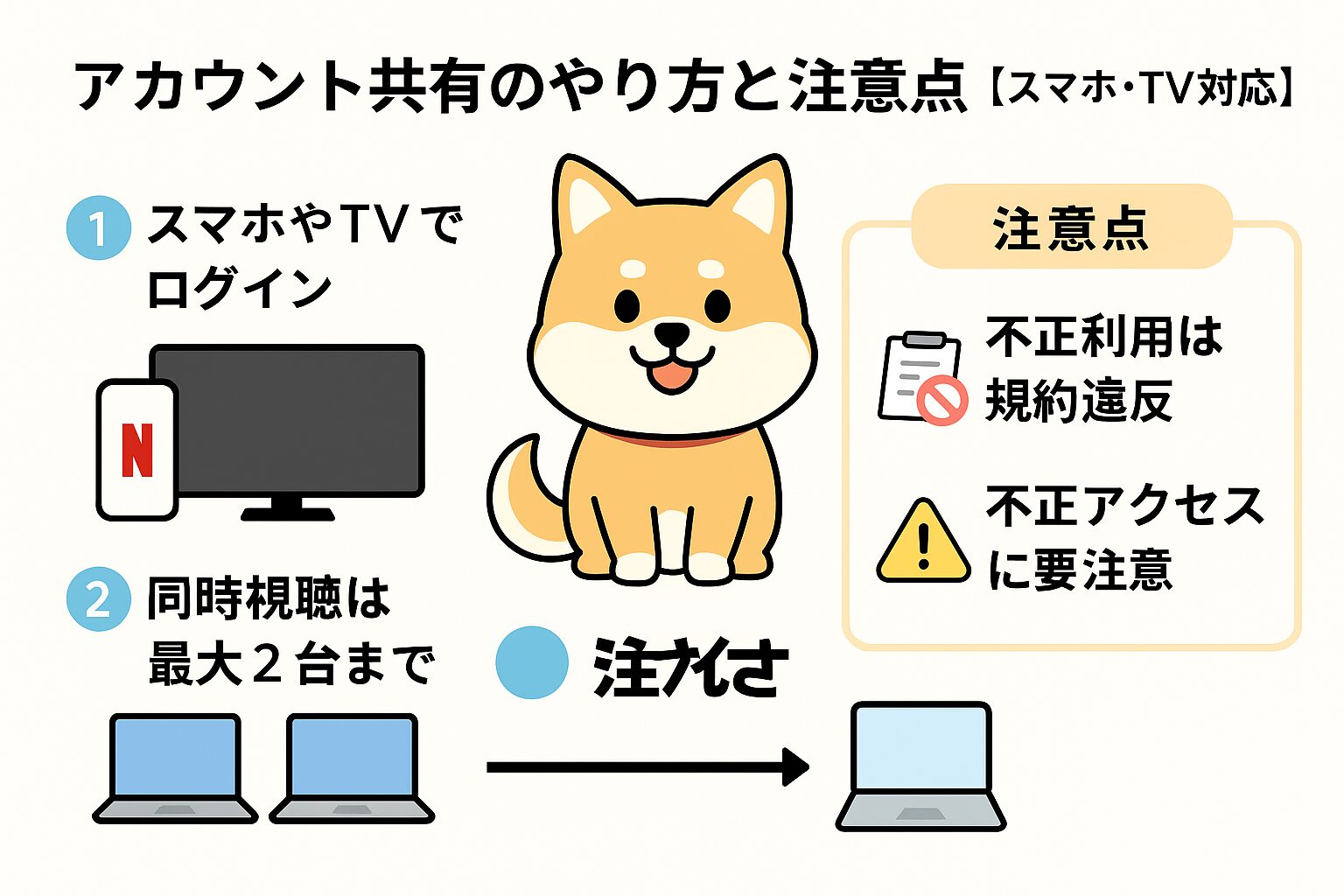 アカウント共有のやり方と注意点【スマホ・TV対応】の図解