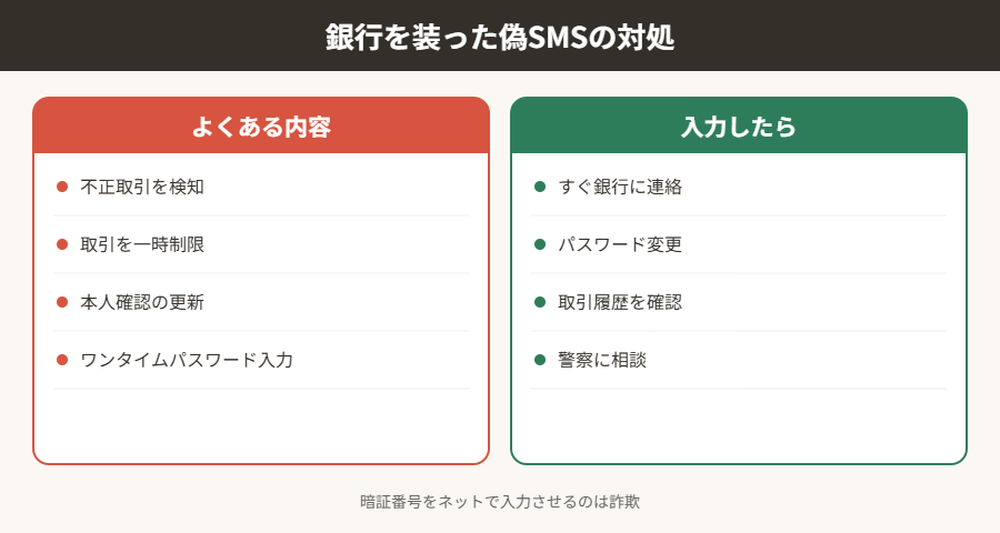 銀行を装った偽SMSの対処