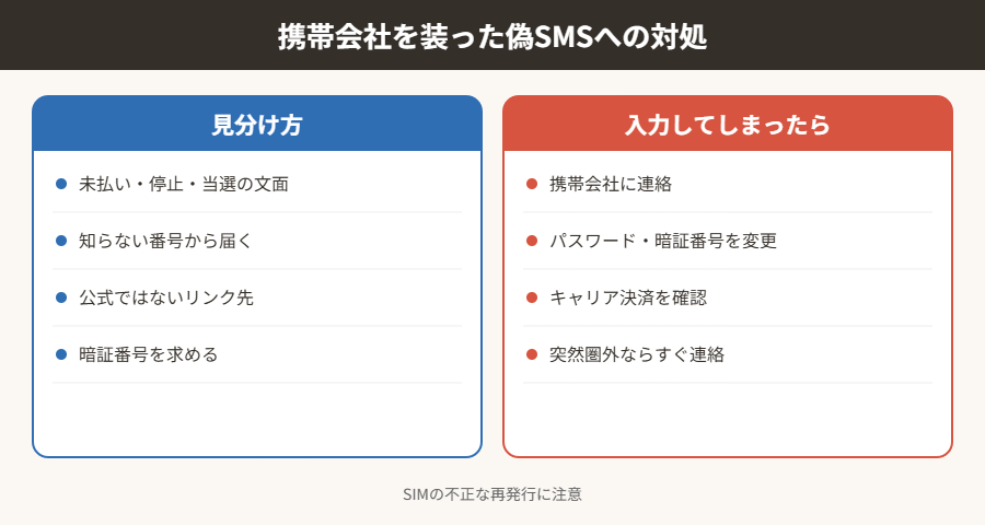 携帯会社を装った偽SMSへの対処