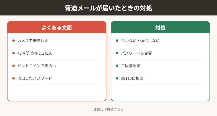 脅迫メールが届いたときの対処