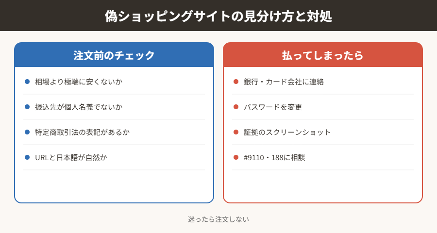 偽ショッピングサイトの見分け方と対処