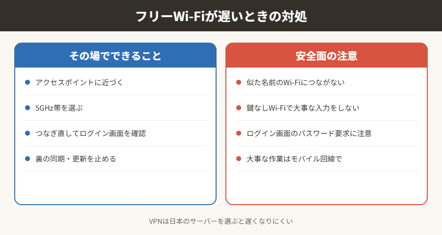 フリーWi-Fiが遅いときの対処