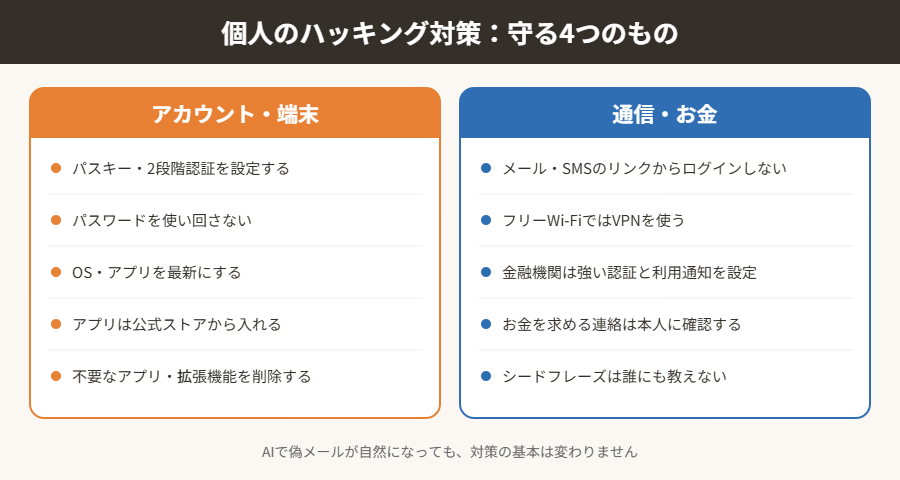 個人のハッキング対策:守る4つのもの