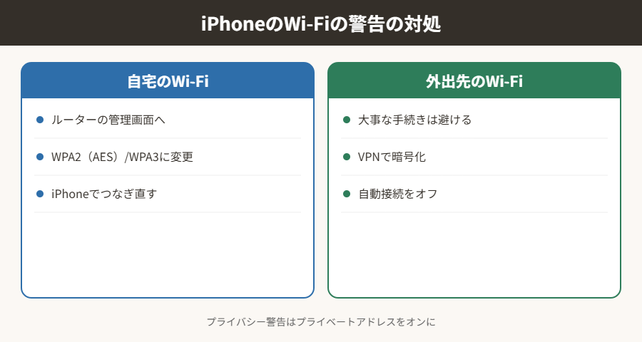 iPhoneのWi-Fiの警告の対処