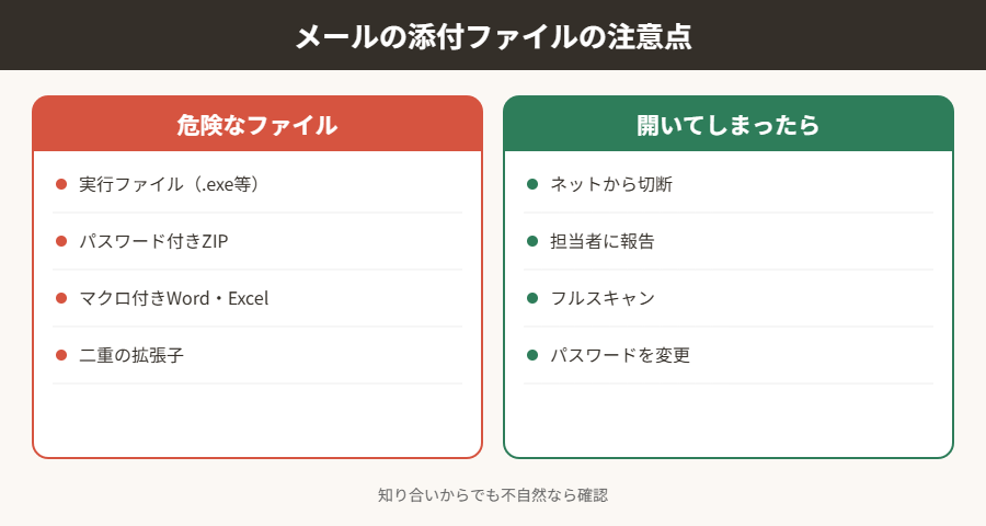 メールの添付ファイルの注意点