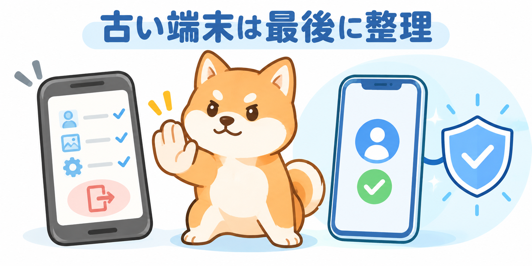 新端末の接続を確認してから旧端末を整理するイメージ