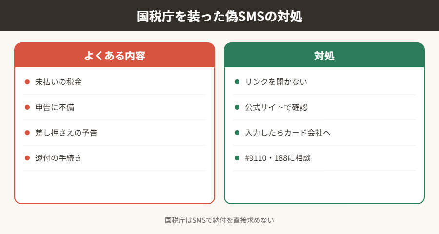 国税庁を装った偽SMSの対処