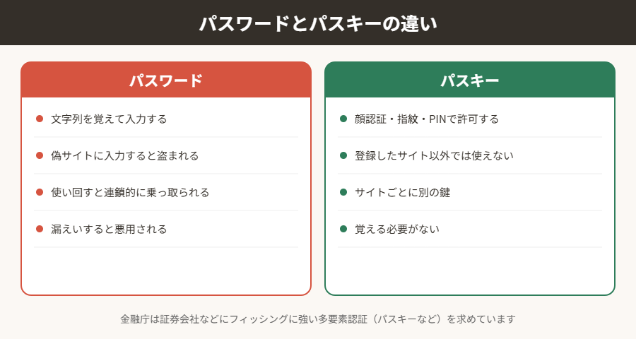 パスワードとパスキーの違い