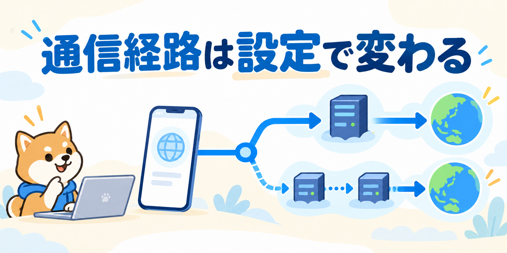VPN構成に応じて通信経路が分かれ、その他の接続にリレーが使われることを示すイメージ