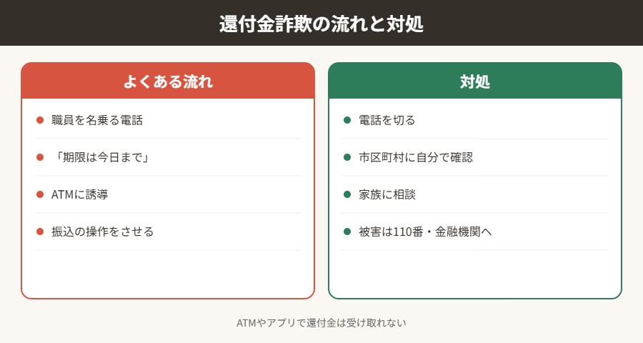 還付金詐欺の流れと対処