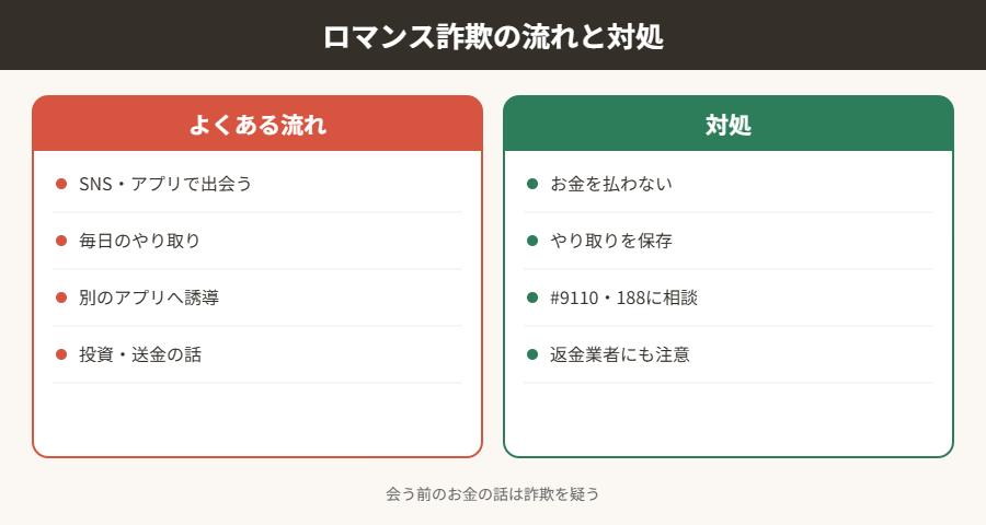 ロマンス詐欺の流れと対処