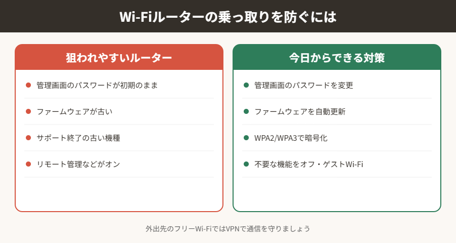 Wi-Fiルーターの乗っ取りを防ぐには