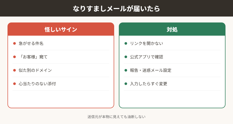 なりすましメールが届いたときの対処