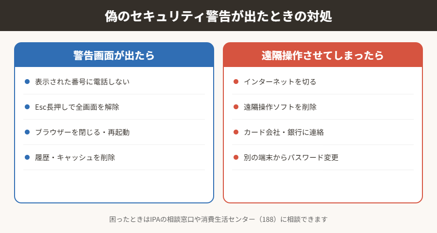 偽のセキュリティ警告が出たときの対処
